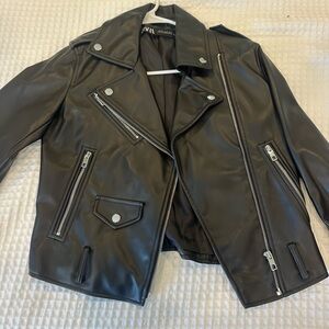 Zara Black Leather Biker Jacket